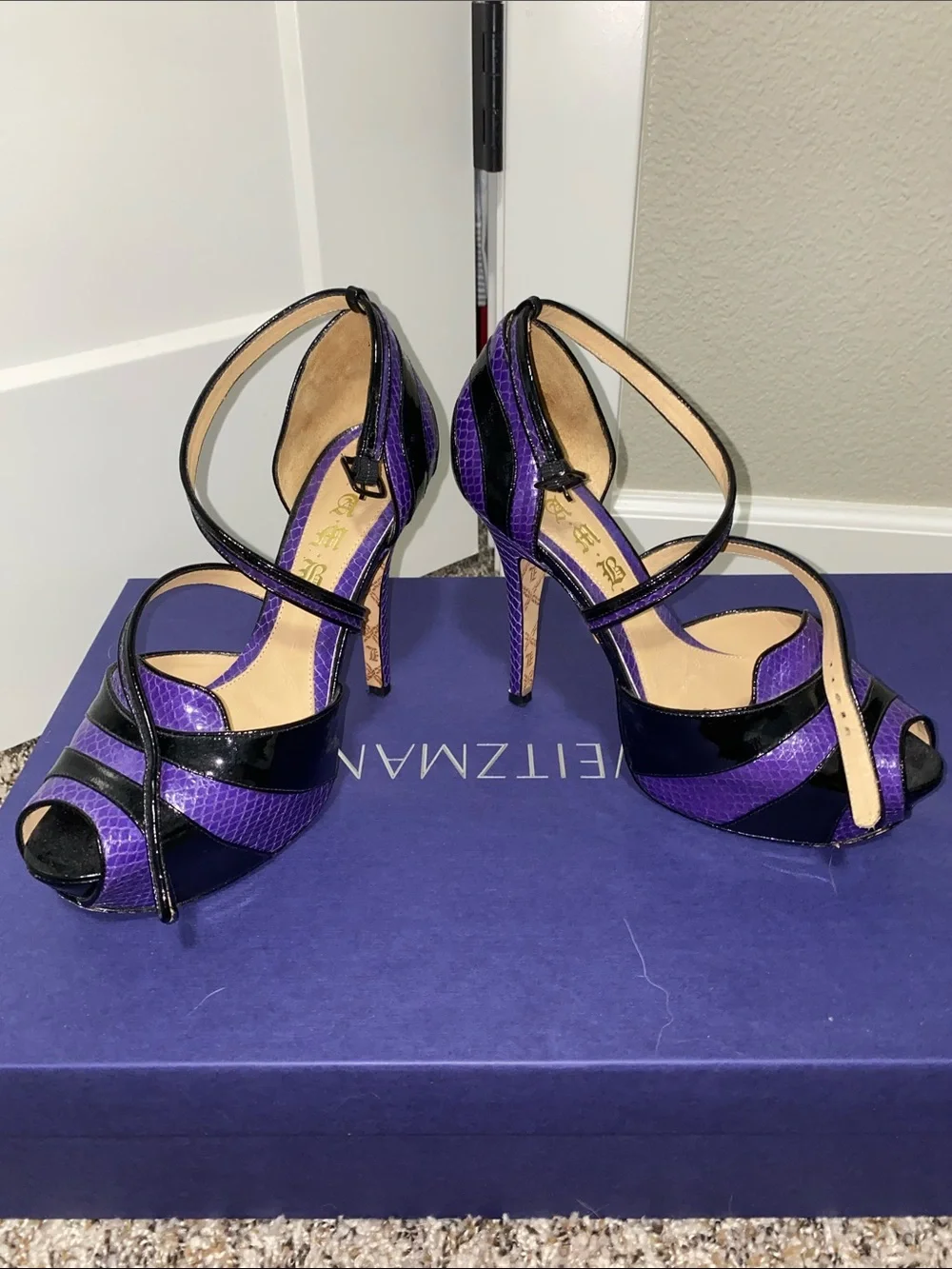 Vintage LAMB purple and Black Strappy High Heel Sandals - Women's Dress Shoes